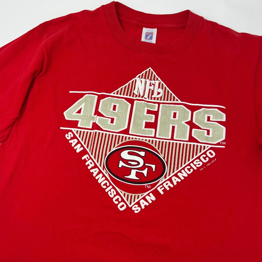 Vintage 1991 San Francisco 49ers Logo 7 Graphic T-Shirt Mens Large Single Stitch